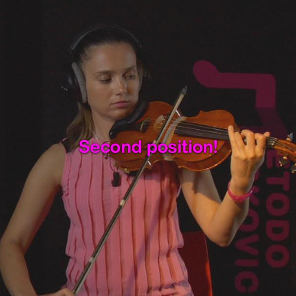 Lesson 045:Second position! - violino online, play violin online,   - tocar violin online, уроки игры на скрипке, Metodo Mirkovic - cours de violon en ligne, geige online lernen