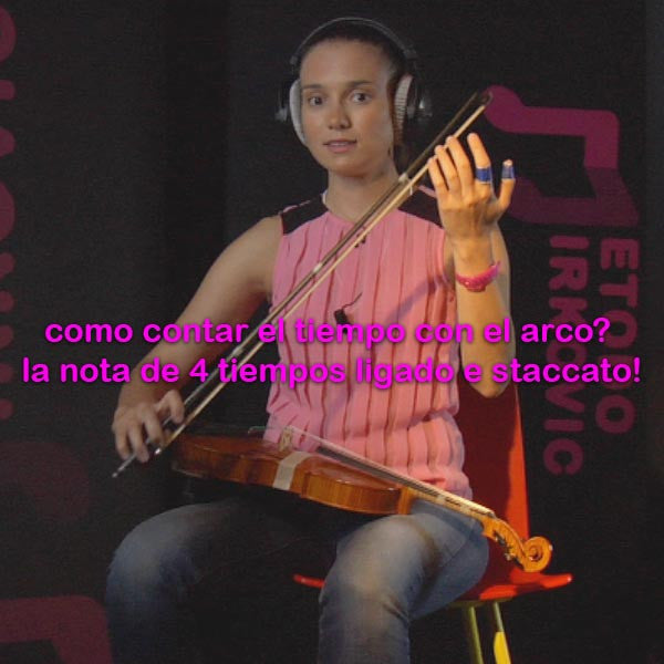 009:  como    contar    el    tiempo    con    el    arco?    la    nota    de    4    tiempos    ligado    e    staccato: - violino online, play violin online,   - tocar violin online, уроки игры на скрипке, Metodo Mirkovic - cours de violon en ligne, geige online lernen