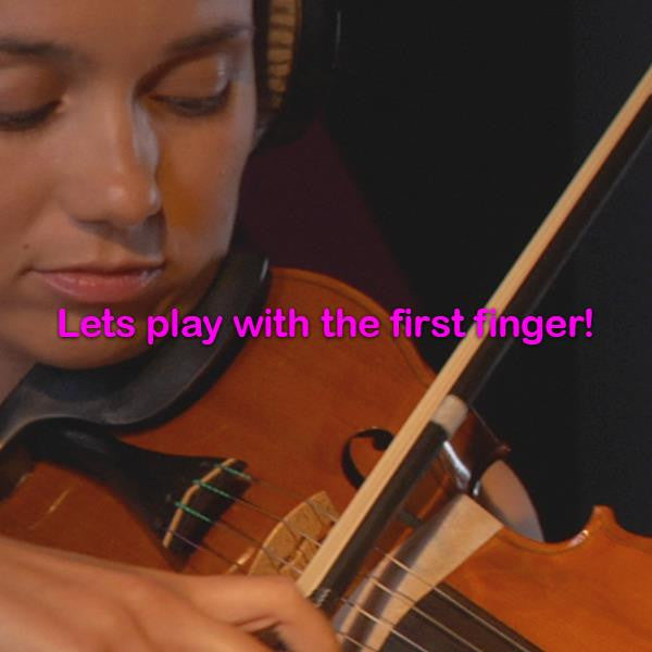 Lesson 026:Lets play with the first finger! - violino online, play violin online,   - tocar violin online, уроки игры на скрипке, Metodo Mirkovic - cours de violon en ligne, geige online lernen