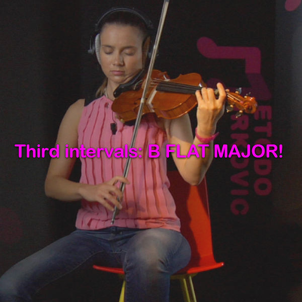 Lesson 097: Third intervals: B FLAT MAJOR! - violino online, play violin online,   - tocar violin online, уроки игры на скрипке, Metodo Mirkovic - cours de violon en ligne, geige online lernen