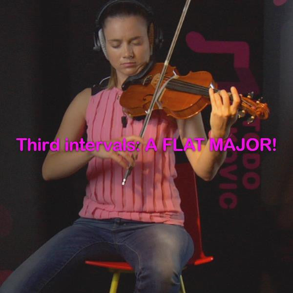 Lesson 101: Third intervals: A FLAT MAJOR! - violino online, play violin online,   - tocar violin online, уроки игры на скрипке, Metodo Mirkovic - cours de violon en ligne, geige online lernen