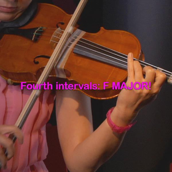 Lesson 115:Fourth intervals:F MAJOR! - violino online, play violin online,   - tocar violin online, уроки игры на скрипке, Metodo Mirkovic - cours de violon en ligne, geige online lernen