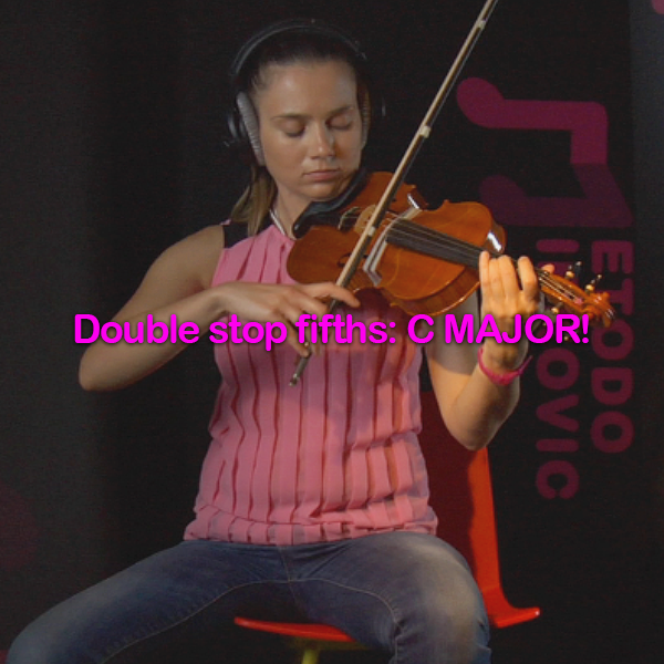 Lesson 166:Double stop fifths: C MAJOR! - violino online, play violin online,   - tocar violin online, уроки игры на скрипке, Metodo Mirkovic - cours de violon en ligne, geige online lernen