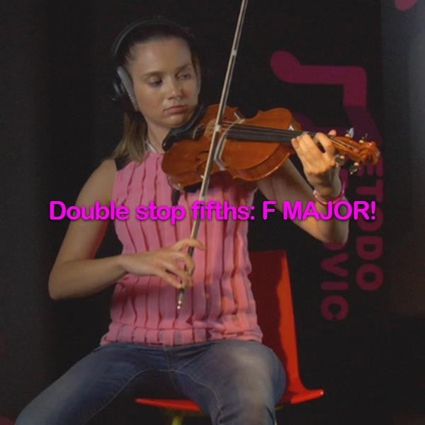 Lesson 168: Double stop fifths: F MAJOR! - violino online, play violin online,   - tocar violin online, уроки игры на скрипке, Metodo Mirkovic - cours de violon en ligne, geige online lernen