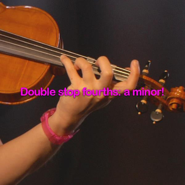 Lesson 175:Double stop fourths: a minor! - violino online, play violin online,   - tocar violin online, уроки игры на скрипке, Metodo Mirkovic - cours de violon en ligne, geige online lernen